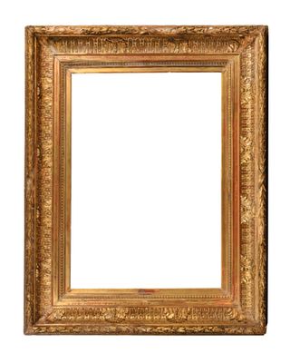a gold frame with a white background