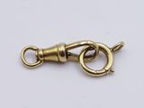 a close up of a gold plated clasp on a white background