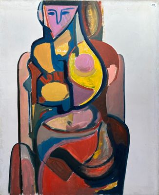 an image of a painting of a woman sitting on a chair