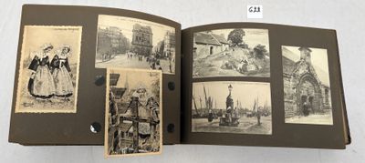 un livre contenant des photos de personnes et de bâtiments