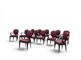 an image of a group of red chairs sitting in a circle