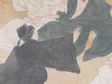 a painting of a group of people sitting on the ground