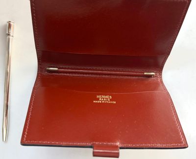 HERMES - Porte agenda en cuir couleur cognac porte-mines en …