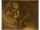 an old painting of a woman holding a baby in her arms