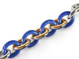 blue and gold chain bracelet on a white background