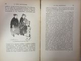two pages of a book with a drawing of a man and a woman