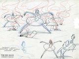 dessin représentant un groupe de personnages de dessins animés dans différentes poses