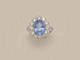 a sapphire and diamond cluster ring