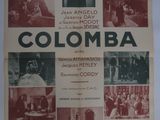 une vieille affiche de cinéma représentant une « colomba » avec de nombreuses photos de personnes