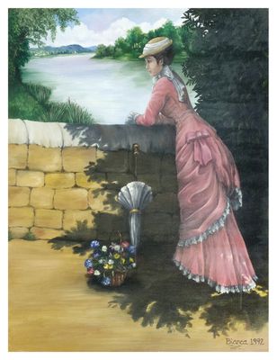 BIANCA (XXème siècle) Elégante sur le pont, 1992