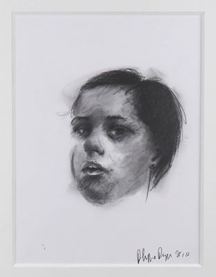 une image représentant le dessin du visage d'une femme en noir et blanc