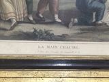 a picture of a painting of a group of people sitting on a bench