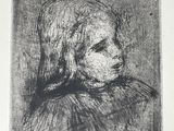 un dessin en noir et blanc représentant la tête d'une femme