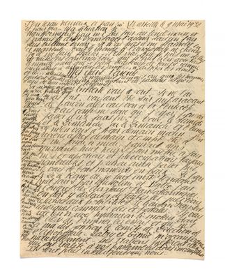 lettre manuscrite écrite à l'encre noire sur une feuille de papier