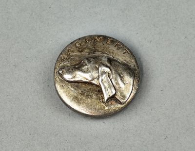 une pièce d'argent sur laquelle est représentée une tête de chien