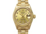 rolex lady ' s 18k yellow gold diamond watch