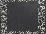 a black and white drawing of a square frame with a design on it