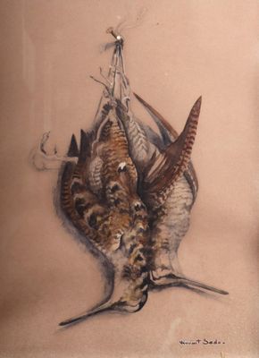 un dessin représentant un oiseau mort posé sur le sol