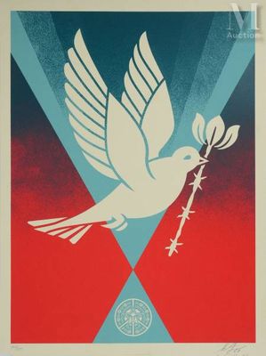 an image of a poster with a dove holding a twig