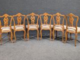 set of six french style dining chairs with upholstered seats