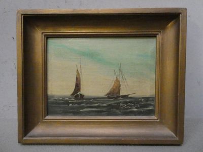 Ecole vers 1950 - "Marine" - toile - 18x23,5 cm