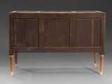 an old wooden chest with two doors and two legs