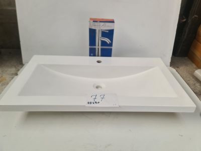 Plan vasque en céramique blanc avec mitigeur ILO intégré, di…