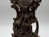 an image of a wooden table with a vase on top of it