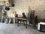 many chairs and a microwave in a room
