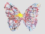 painting of a colorful butterfly on a light gray background