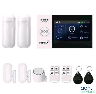 an image of a set of alarm devices including a keychain and a remote control
