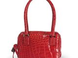 a red handbag on a white background