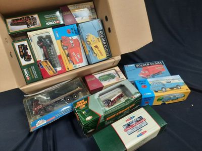 a box full of toys and other items on a table
