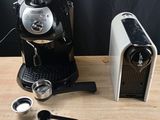 an image of a coffee maker and a cup of coffee on a table
