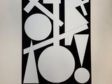 an image of a black and white poster with geometric shapes