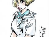 dessin représentant une femme en tenue de marin, avec un chapeau et des gants