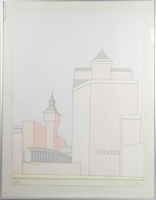 a picture of a picture of a building with a clock on it