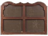 an old wooden screen with a brown fabric covering it