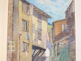 une image d'une peinture d'une rue dans une ville