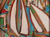 a painting of a sailboat in the water