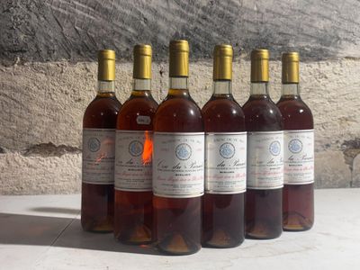 several bottles of wine are lined up on a table
