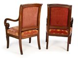 pair of 19th century mahogany armchairs with red upholstered upholstered cushions