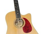 une image représentant une guitare en bois sur fond blanc
