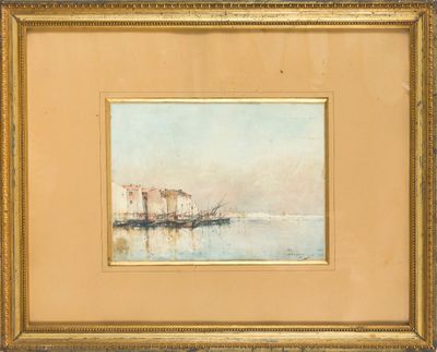 une image d'une peinture de bateaux dans un plan d'eau