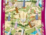 une image représentant une écharpe rose sur laquelle figure un château
