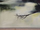 a picture of a painting of a river with a tree in it