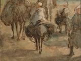 painting of a group of people riding on the backs of horses