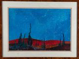 an image of a painting of a landscape with trees in the foreground