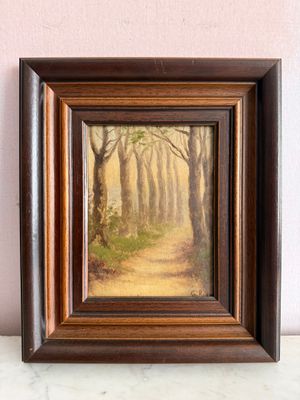une image représentant un tableau d'un sentier dans les bois