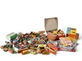 a box full of assorted candy and candy bars